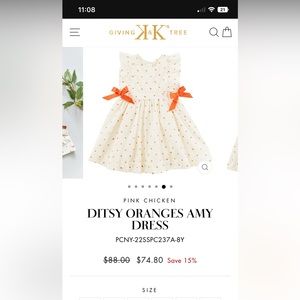 Beautiful Girl Summer Dress- White Dress with Oranges and bows on sides.